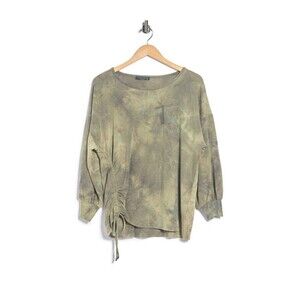 FINAL TOUCH Oversized Pullover With Ruched Sides In Olive Made in USA Size S